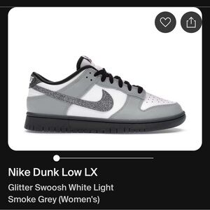 Nike Dunk Low LX Glitter Swoosh Smoke Grey White